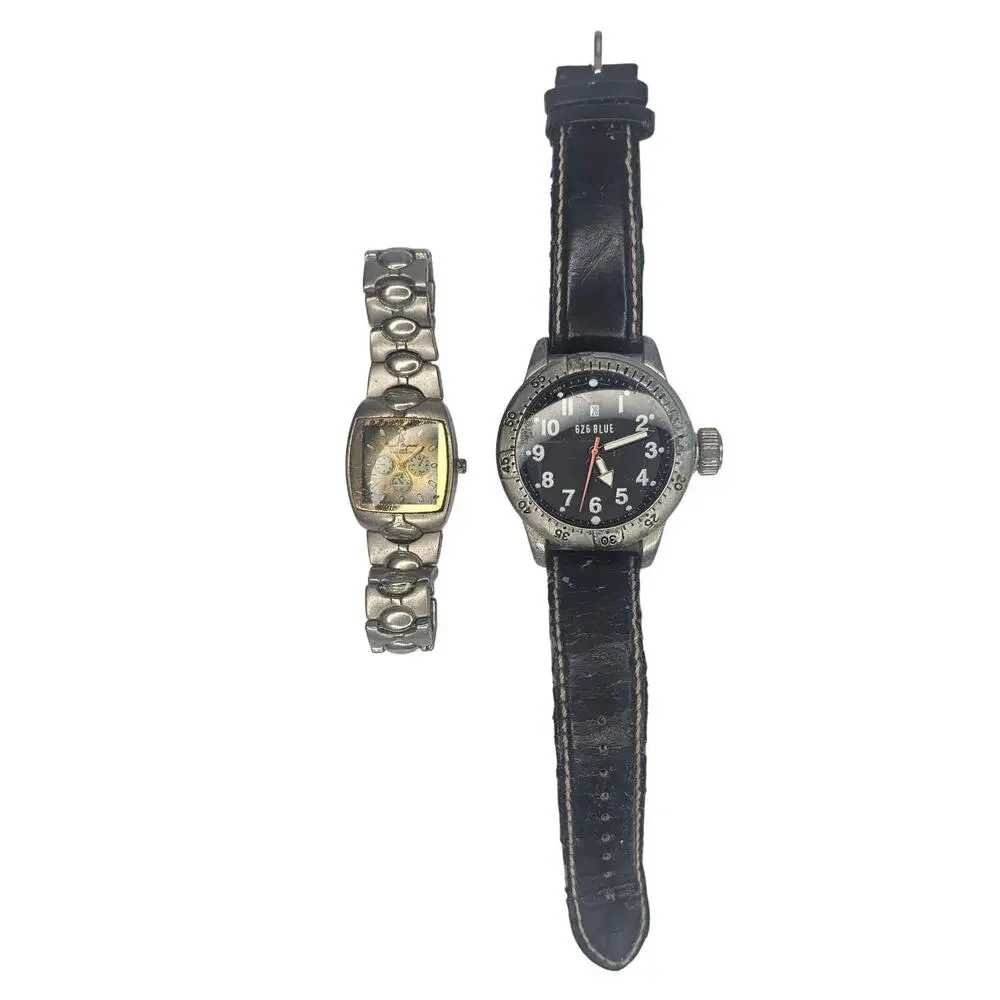 Lot of 2 WristWATCH Silver Gold Steampunk Analog Timepiece Project Gift